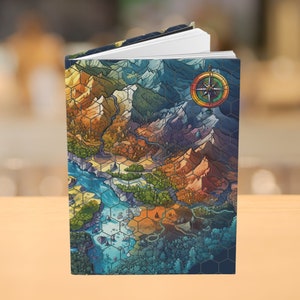 Journal de cartes fantaisie à couverture rigide, carnet D&D ligné vierge, journal de jeu RPG D&D relié, livre DnD carte fantaisie colorée, cadeau pour joueur de RPG
