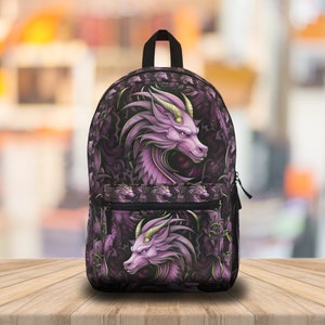 Sac à dos rose dragon, sac à dos donjons et dragons, cartable D&D, sac à dos dragon design