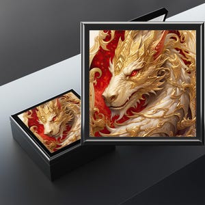 Caixa de dados de dragão branco, caixa de lembrança de dragão, caixa de dados e mini caixa de RPG DnD acolchoada, caixa de acessórios de baú de dados acolchoada, caixa de memória de dragão