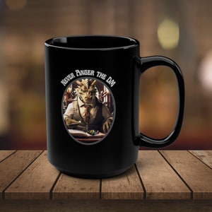 D&D Coffee Mug, Large DnD Black Coffee Cup, Game Night Mug, Dungeons and Dragons Gift Idea, Fantasy RPG Drinkware