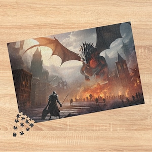 Dragon Attack-puzzel, Fantasy Art-puzzel, DnD-puzzel, cadeau voor Dungeons and Dragons-speler