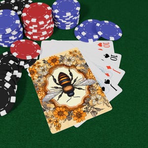 Pokerspeelkaarten, ontwerp met bijen en bloemen, natuurspeelkaarten, speelkaarten met bloemen, kaartspelcadeau, dek met tuinthema