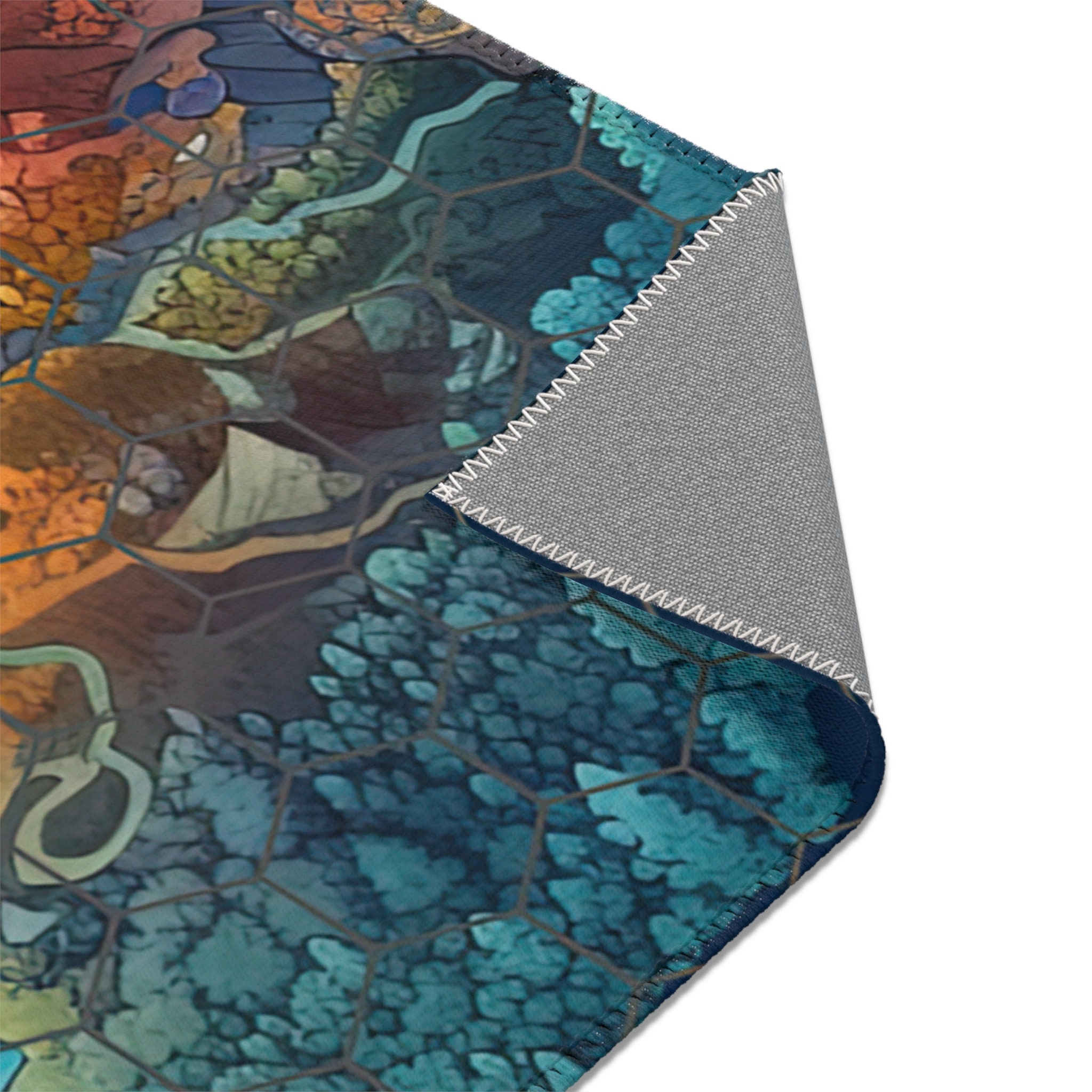 Rpg Rug Area Rug Game Room Fantasy Map Rug Child's Room Colorful Hexagon ...