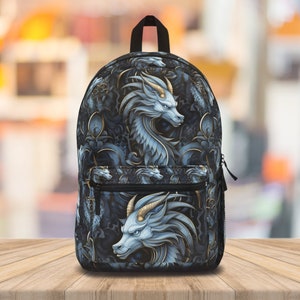 Sac à dos Dragon bleu, sac à dos donjons et dragons, cartable D&D, sac à dos dragon design