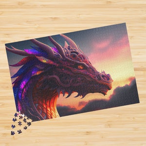 Puzzle Dragon Jigsaw Puzzle Fantasy Dragon Puzzle Adult Jigsaw Puzzle Red Dragon Puzzle DnD 1000 Piece Puzzle