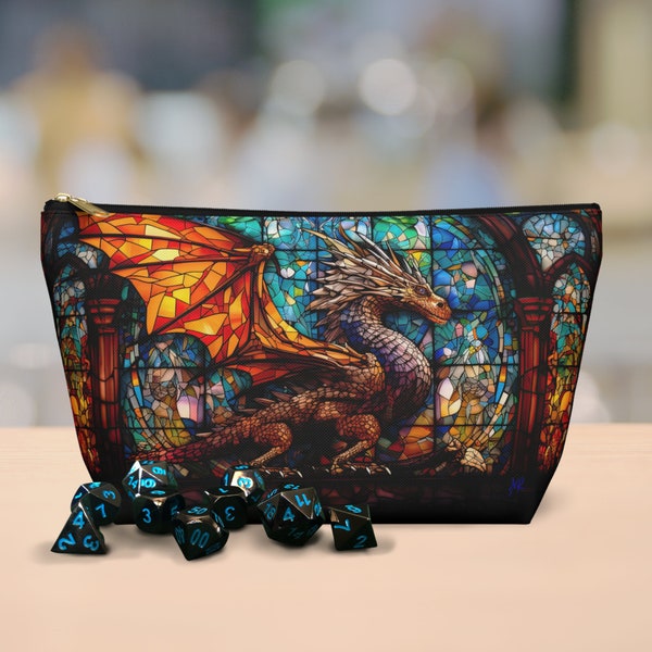 Dice Bag Dungeons and Dragons Accessory Pouch Game Storage Bag Dragon Design RPG Mini Storage Pouch Fantasy Zippered Dice Bag