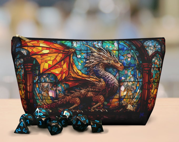 Dice Bag Dungeons and Dragons Accessory Pouch Game Storage Bag Dragon Design RPG Mini Storage Pouch Fantasy Zippered Dice Bag