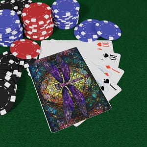 ポーカー トランプ、ステンドグラス トンボ カード、ゲーム ナイト ギフト、カード ゲーム アクセサリー、ユニークなカード デッキ、ポーカー ナイト用品