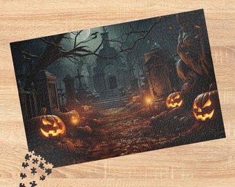 Spooky Halloween Graveyard Jigsaw Puzzle: Scary Night Gift