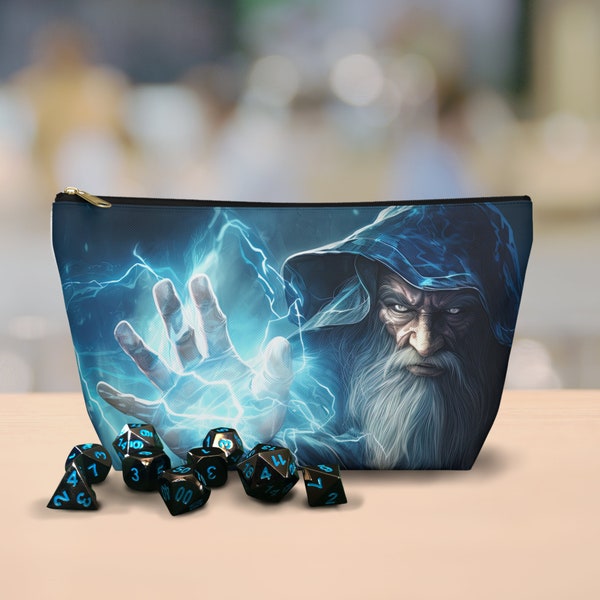 Wizard Dice Pouch, Tabletop Gaming Gear, Zippered Dice Bag, Role Player Gamer Bag, Dungeon Master Gear, Fantasy Gaming Essentials