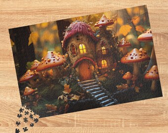 Autumn Fairy House Jigsaw Puzzle: Whimsical Fantasy Fall Scene