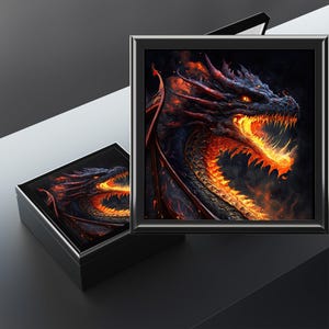 Drachen Würfelbox, Feuerdrache Gepolsterte Würfel Aufbewahrung, Geschenk für RPG Spieler, Geschenk für DnD Spieler, Dungeons und Drachen Zubehör Aufbewahrung