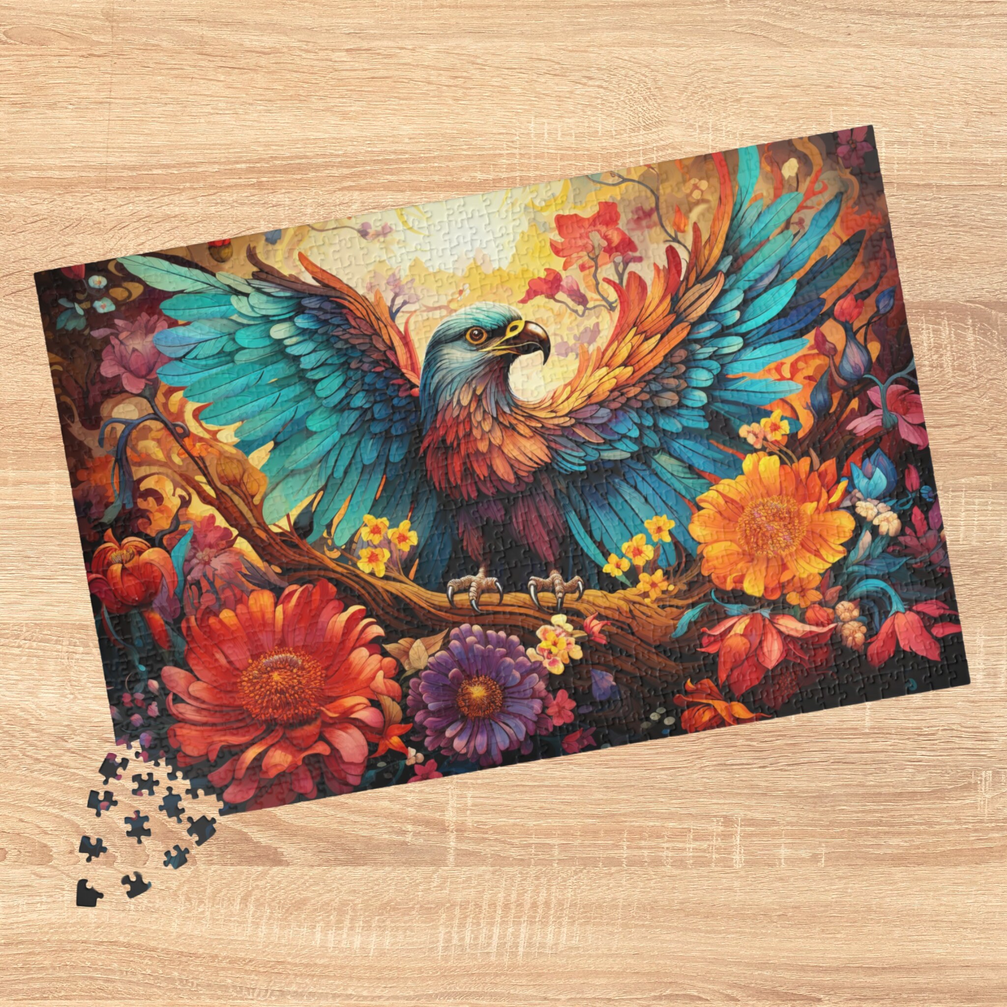 Bird and Flower Puzzle, Adult Jigsaw Puzzle, 250 500 1000-piece Puzzle, Gift Puzzle for Friend, Gift for Nature Lover, Bird Lover