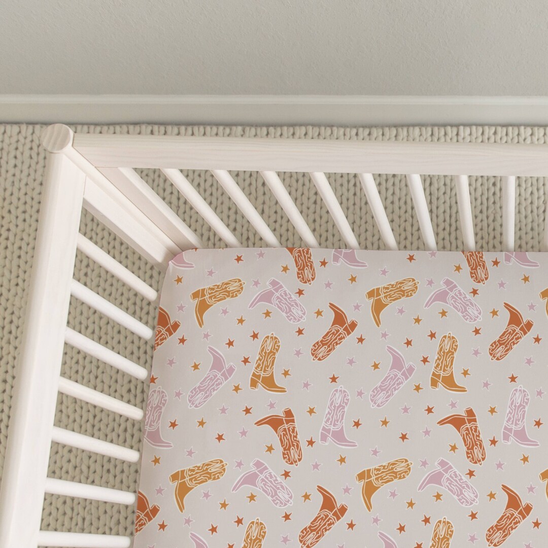 Pink Cowgirl Fitted Crib Sheet Baby Girl Nursery Crib Sheets Coastal