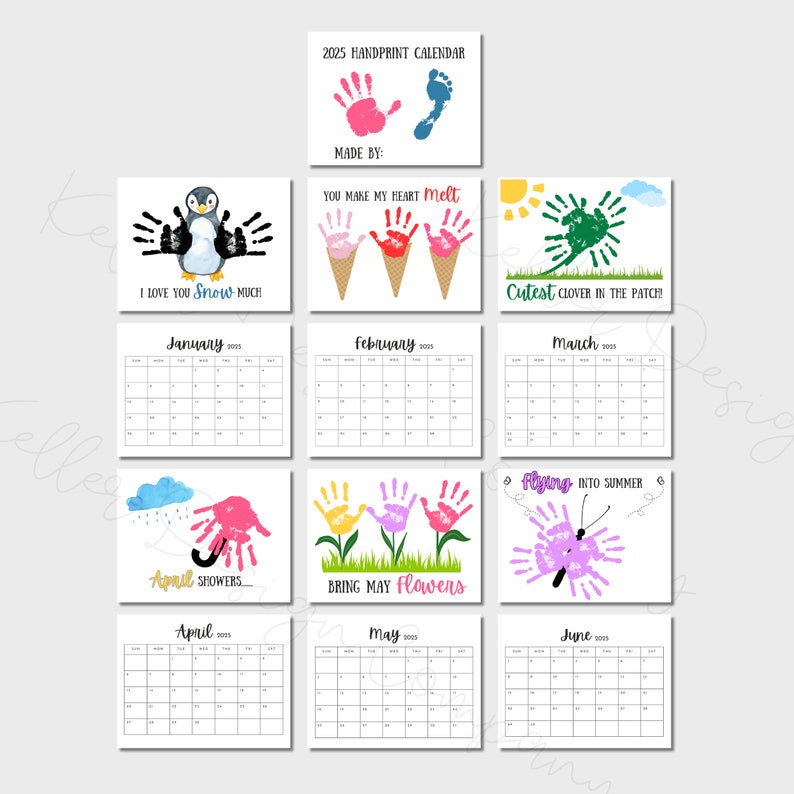 2025 Handprint Calendar PDF Download Handprint Crafts Gift for