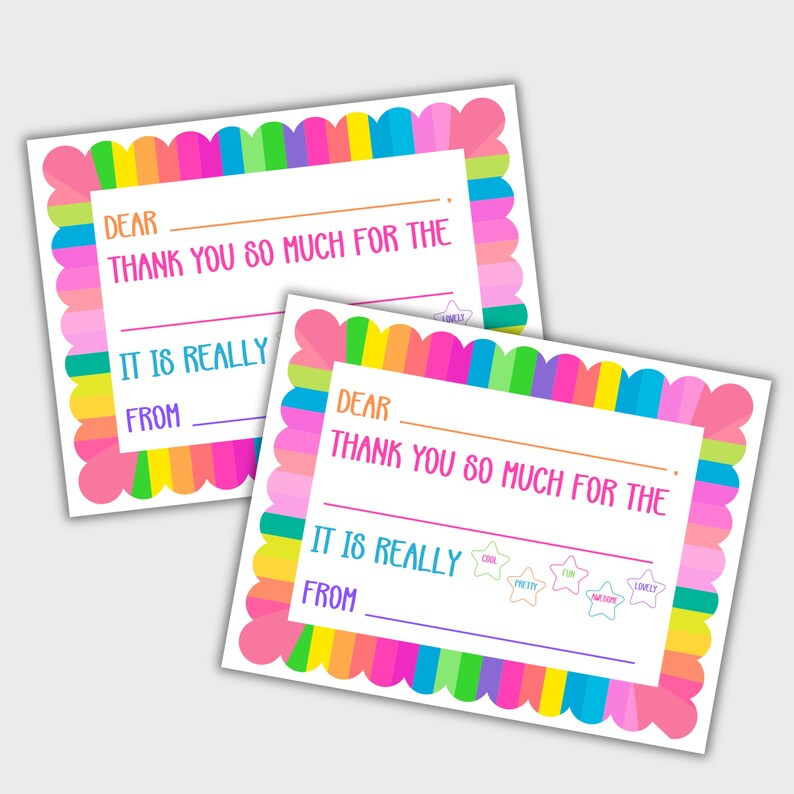 Kids Thank You Printable | Fill in the Blank Thank You Card Printable ...