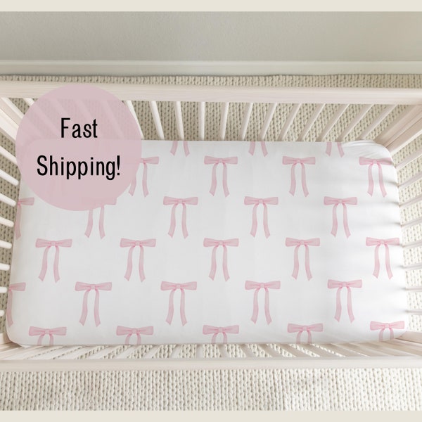 Fitted Crib Sheet Pink Bow main image 0