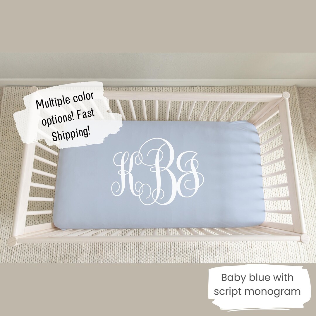 Monogram Crib Sheets Personalized Name Fitted Crib Sheet Etsy