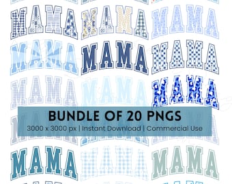 Mama PNG Bundle | Blue Sublimation Design | T-Shirt, Craft (Instant Download)