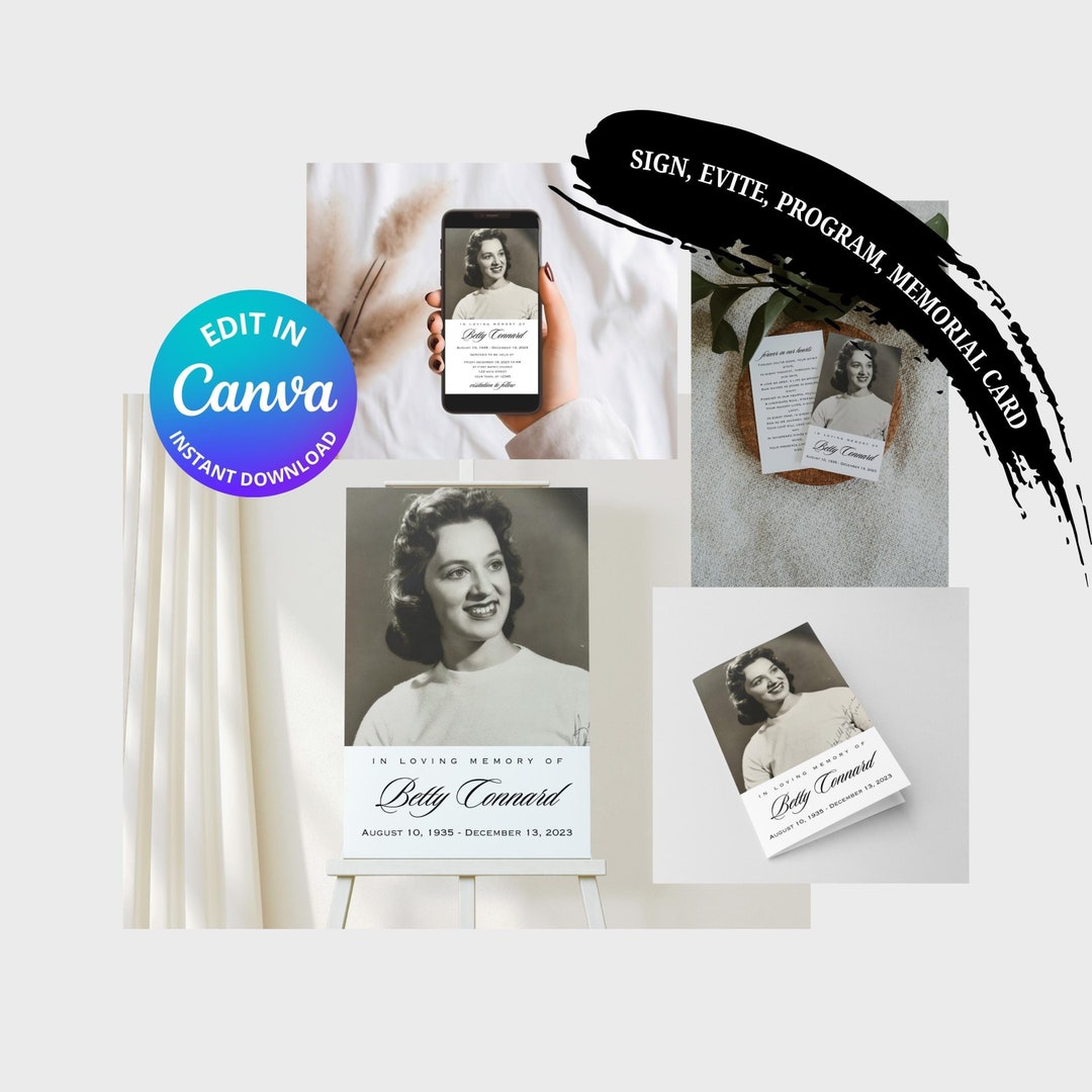 Funeral Template Bundle Funeral Sign Funeral Program Memorial