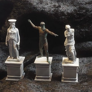 Miniature Greek Statues | Venus de Milo | Artemision Bronze (Zeus/Poseidon) | Caryatid