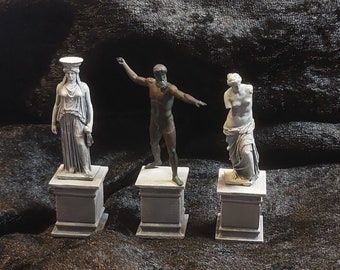 Miniature Greek Statues | Venus de Milo | Artemision Bronze (Zeus/Poseidon) | Caryatid