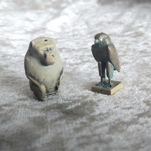 Miniature Ancient Egyptian Thoth and Horus - modern copies