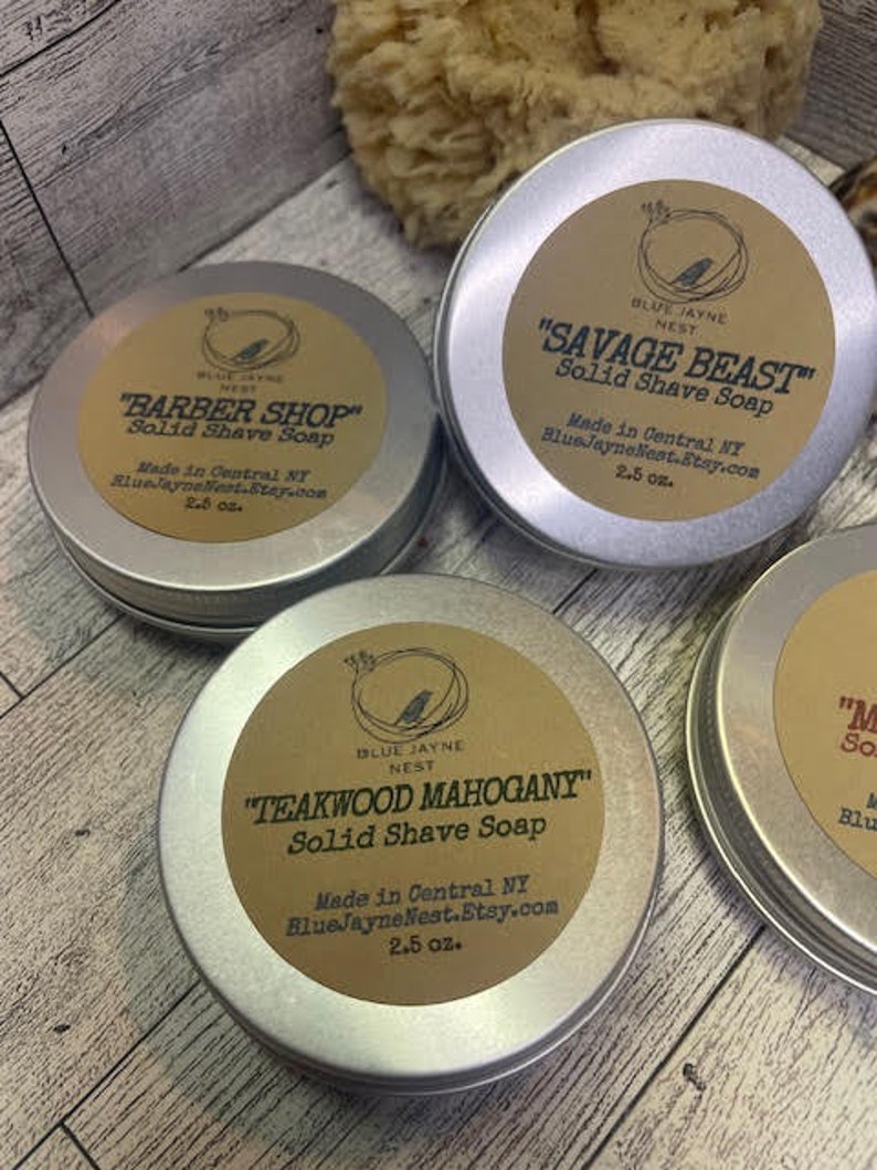 Mens Shaving Soap, Shave Soap in Reusable Tin, Screw Top, Soap Pucks