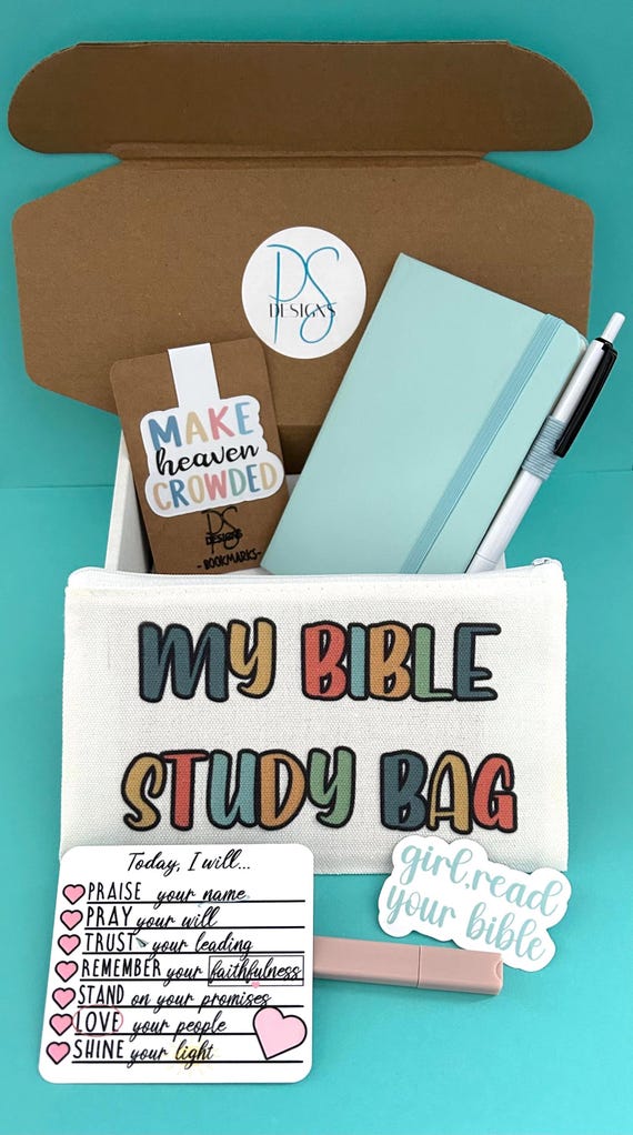 Faith Based Gift Set | Christian Devotional | Bible Study & Journaling | Boho Colors | Pencil Bag