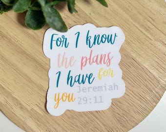 Jeremiah 29:11 Waterproof Christian Sticker | Bible Verse | Journal |Water bottle