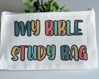 Bible Study Zippered Pouch | Boho Colors | Journaling | Faith-Based Gift For Women | Pencil Bag