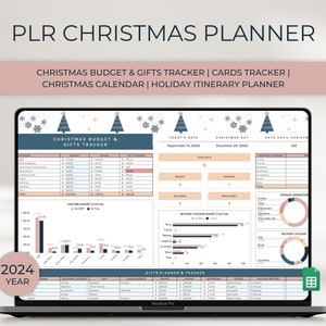 Planilha de orçamento de Natal PLR, Rastreador de presentes de Natal, Rastreador de presentes de Natal, Rastreador de cartão de Natal estético, Itinerário de Natal, Feriado