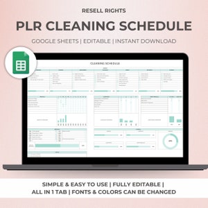 Planejador de Limpeza PLR, Planilha de Limpeza, Lista de Verificação de Limpeza Comercial Residencial, Planilhas Google PLR, Produtos Digitais PLR, Editar Tabela de Tarefas