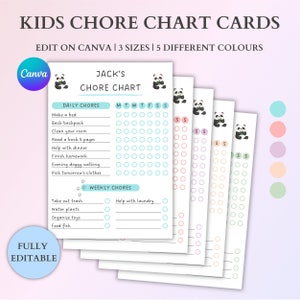 Printable Chore Chart for Kids, Kids Responsibility Chart, Morning Routine for Kid, Edit Chore Charts for Toddlers, Preschoolers Chore Chart