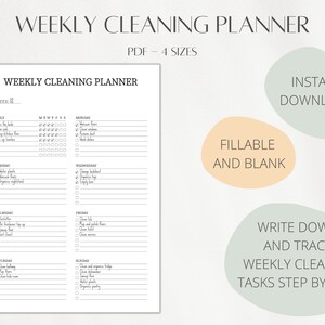 Cleaning Checklist, ADHD Weekly Cleaning Schedule, Weekly Chore Chart, Printable Cleaning Planner, House Cleaning, ADHD Cleaning Checklist