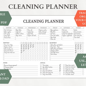 Year Cleaning Tracker, Cleaning Schedule, Cleaning Checklist, Editable Cleaning Schedule, Weekly Chore Chart Printable, Cleaning Checklist