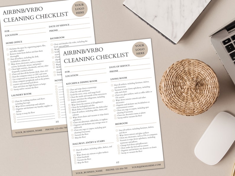 Airbnb Cleaning Checklist, Airbnb Cleaning Service Template, Edit in