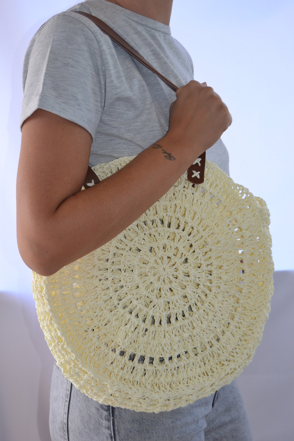 HANDMADE BAG Crochetpaper Rope Crochet Bagbag for Womengift Etsy