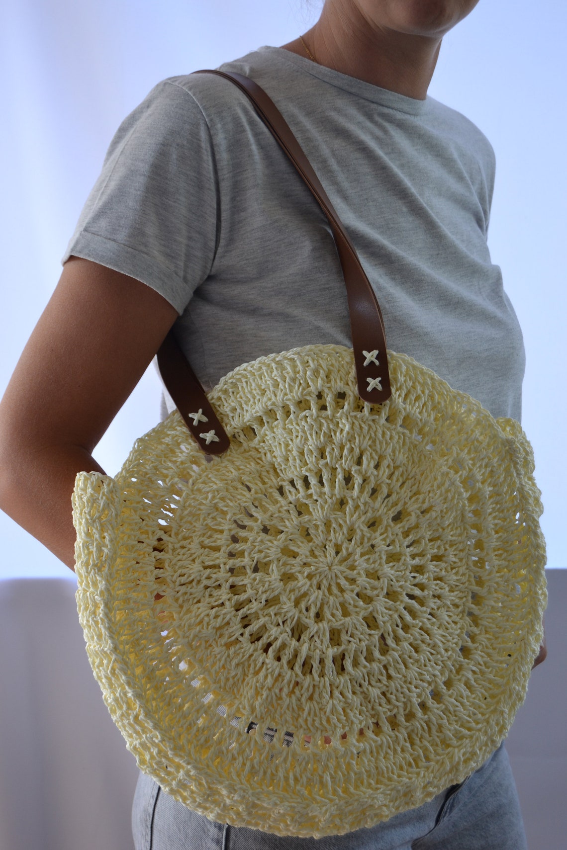 HANDMADE BAG Crochetpaper Rope Crochet Bagbag for Womengift Etsy