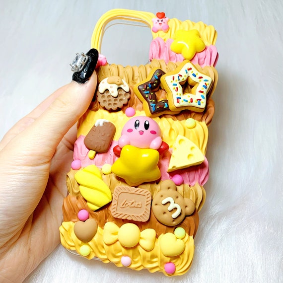 kawaii handmade unique decoden pink, blue, yellow sprinkles phone