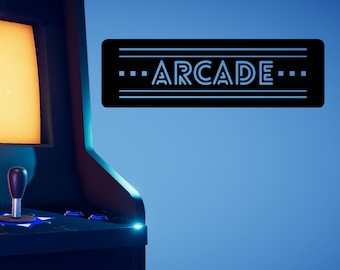Die Cut Metal Arcade Sign, Retro Game Room Decor