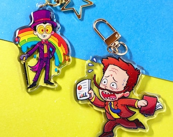 Jail Fellas Inspired Acrylic Glitter Epoxy Charms 2.5" The Warden, Jared Keychains