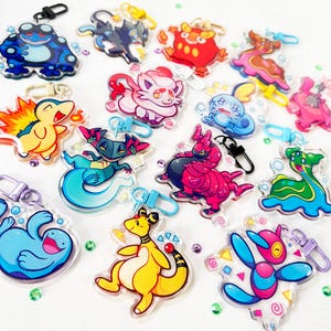 PKMN Acrylic Charms Keychains Dragapult, Zorua, Cyndaquil, Luxray Sobble Gastrodon Darumaka Scolipede Porygon Z Seismitoad Quagsire Ampharos