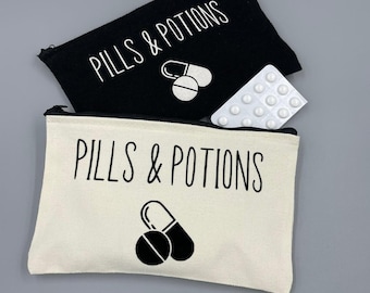 Kosmetiktasche / Pills&Potions/ Tabletten Tasche / Pillen / Medikamenten Aufbewahrung / Reiseapotheke /personalisierbar