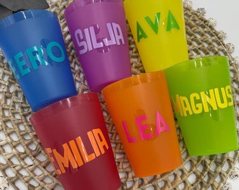 Becher personalisiert spülmaschinenfest Kunststoff Trinken Kindergeburtstag Mädels Jungs Party Trinkbecher Kinder Kita Zahnputzbecher