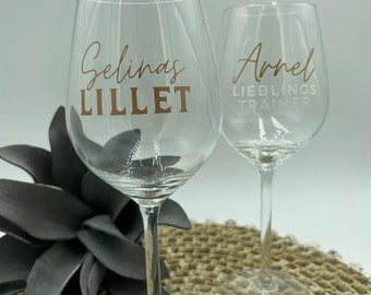 Weißwein Glas personalisiert /Braut /Trauzeugin /JGA /Hochzeit /Geschenk /Muttertag / Vatertag/Abitur /Wunschtext / Lillet /Aperol /Weinglas