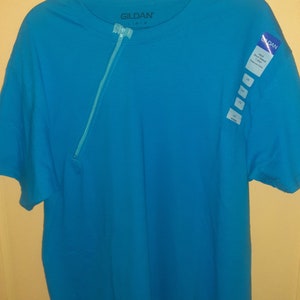 Large Adult Chemotherapy Port Access shirt.  Right Side Zipper   Blue