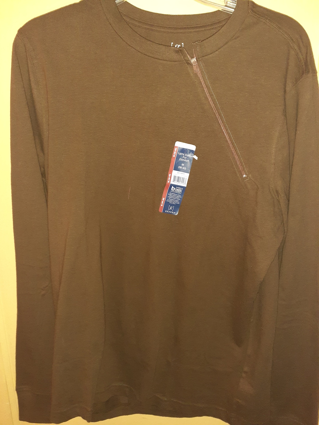 Left Side Zipper Medium Adult Chemotherapy Port Access Shirt. Left Side Zipper Brown ...