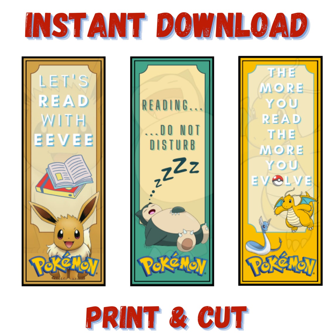 Printable Pokemon Bookmarks Kids Bookmarks 18 Styles PDF Format Etsy