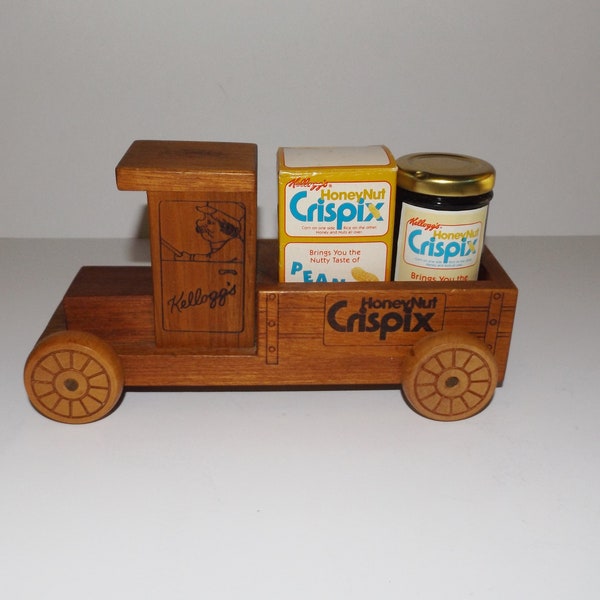 1986 Kellogg's Honey Nut Crispix Wooden Logomobile w/Honey & Peanuts